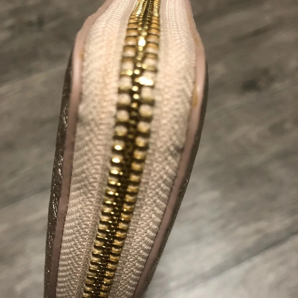 Tory Burch Marion Embossed Rose Gold Wallet